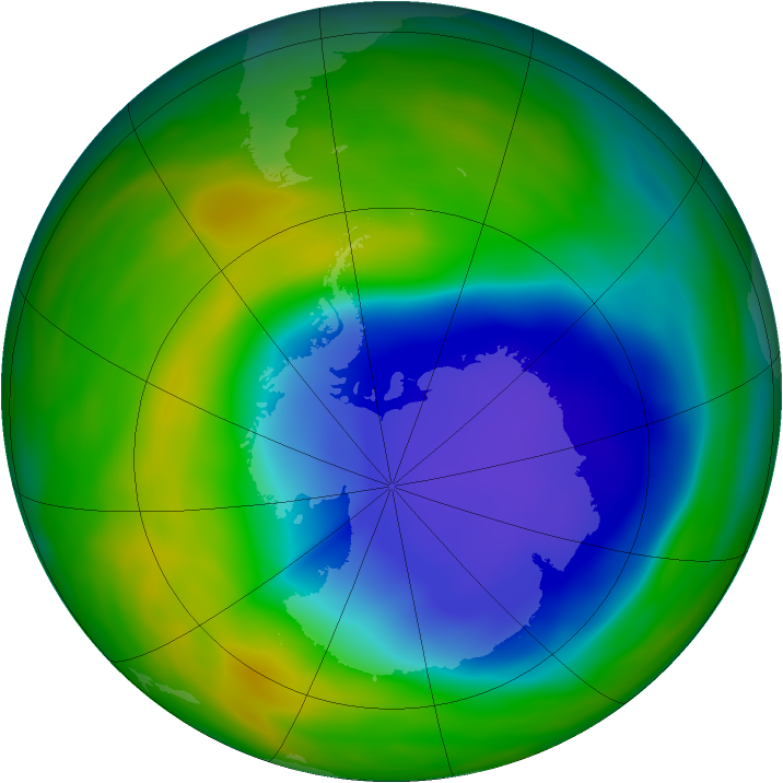 Antarctic ozone map for 18 November 2001
